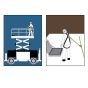 Usage diagram showing operative on scissor lift platform using work restraint system | CMT Group UK