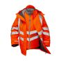 Pulsar Protect PR497 7-in-1 hi-vis orange storm coat open showing body warmer inside interactive zip system | CMT Group UK