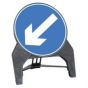 Keep Left Blue Arrow Q-Sign | 750mm Circle