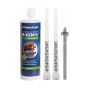 Rawlplug R-KEM II styrene free polyester resin 410ml cartridge with two mixer nozzles front view | CMT Group UK