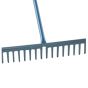 Asphalt rake with flat square teeth for roadworks levelling