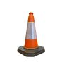 450mm one-piece orange road traffic cone with white reflective sleeve full view | CMT Group UK