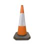 750mm one-piece orange road traffic cone with white reflective sleeve full view | CMT Group UK