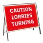 Caution Lorries Turning Sign & Frame - 1050mm x 750mm