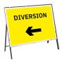 Diversion Arrow Left Metal Sign & Frame - 1050mm x 750mm