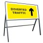 Diverted Traffic (Arrow Up) Metal Road Sign, Frame & Clips 1050mm x 450mm
