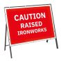 Caution Raised Iron Works Sign & Frame - 1050mm x 750mm