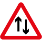 Metal Triangle Plate Sign Two Way Traffic (arrows 1 up, 1 down) 750mm