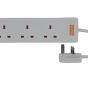 Surge protected extension lead orange surge protected label detail right end of unit | CMT Group UK