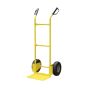 Heavy duty sack truck SCT02 yellow steel frame knuckle guard handles pneumatic tyres front view | CMT Group UK