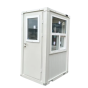 Security cabin interior view showing wooden effect PVC flooring and tilt and turn window | CMT Group UK