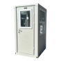 Steel security cabin door detail with viewing window and cylinder lock | CMT Group UK