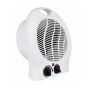 Portable fan heater 2kW slimline profile side view showing 11.5cm depth against wall | CMT Group UK