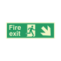 PVC Photoluminescent Sign - 450mm x 150mm - Fire exit down right