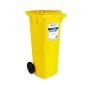 yellow spill kit wheelie bin with flip-top lid two wheels bin only no absorbents | CMT Group UK