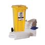 240 litre oil-only spill kit yellow wheelie bin with 100 absorbent pads 20 socks and hazard bags | CMT Group UK