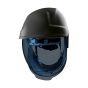 Electrically insulating arc flash safety helmet front view black shell retractable visor closed position | CMT Group UK