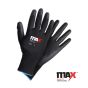 MAX SLG black PU coated work gloves size 9 showing open back and tight-fitting nylon liner | CMT Group UK