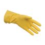 Flock lined rubber gloves yellow palm view showing fishscale grip pattern | CMT Group UK