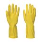 Flock lined latex household rubber gloves yellow front and back pair 300mm length | CMT Group UK