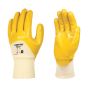 Skytec Neon Cotton Nitrile Coated Gloves size 10 XL yellow pair front and back view | CMT Group UK
