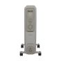 White portable oil filled radiator 2kW 9 fin front view showing power switches and thermostat control | CMT Group UK