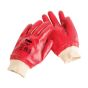 MAX Fully Coated PVC Knit Wrist Gloves red pair sizes 9 10 front view showing full PVC coverage | CMT Group UK