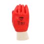MAX SPVG red PVC fully coated work gloves showing smooth finish and elasticated cotton knit wrist | CMT Group UK
