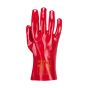 PVC fully coated gauntlet red side view showing gauntlet length and cuff construction | CMT Group UK