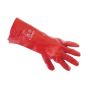 PVC fully coated gauntlet red smooth PVC showing liquid resistant coating | CMT Group UK