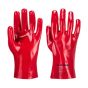 PVC fully coated gauntlets red smooth PVC coating front and back pair 270mm length | CMT Group UK