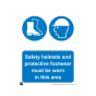 Safety Sign Safety Helmets and Foot Protection Must Be Worn 297x420mm A3 - 3mm Correx