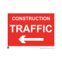 Site Sign - 6mm Correx - 594x841mm - Construction traffic arrow left