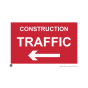 Site Sign - 3mm Correx - 420x594mm- Construction traffic arrow left