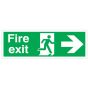 Site Safety Fire Door Sign | Fire Exit Arrow Right | Dimensions: 150x450mm | Colour: Green | CMT Group UK