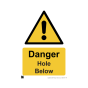 Safety Sign Caution hole below 420x594mm A2 - 3mm Correx