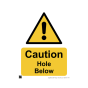 Safety Sign Caution hole below 297x420mm A3 - 3mm Correx