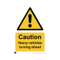 Safety Sign Caution heavy vehicles turning ahead 420x594mm A2 - 3mm Correx