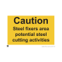 Site Sign 4mm Correx - 594mm x 420mm (A2) - Printed: Caution steel fixers area potential cutting activities