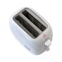 2 slice toaster white top-down view showing two bread slots and heat warning symbol | CMT Group UK