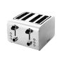 4 slice stainless steel toaster silver brushed finish with defrost reheat controls and browning dials three-quarter view | CMT Group UK