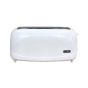 4 slice cool touch toaster white body front view showing long slot and Tolbec branding | CMT Group UK
