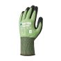 Cut resistant lightweight gloves back view showing green HPPE liner and elasticated knit cuff | CMT Group UK