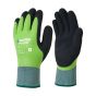 Cut resistant thermal gloves green HPPE liner black dual latex fully-coated front and back pair | CMT Group UK