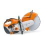Stihl TS420 petrol disc cutter left side view showing water connection dosable control and V-belt guard | CMT Group UK