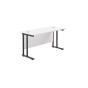 Twin Leg Rectangular Desk - White