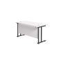 Twin Leg Rectangular Desk - White