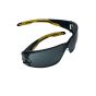 armourU K2 smoke lens lightweight safety spectacles in black and yellow, metal-free frameless design, EN166 FTKN certified