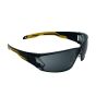 armourU K2 smoke lens lightweight safety spectacles in black and yellow, metal-free frameless design, EN166 FTKN certified