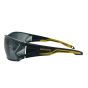 armourU K2 smoke lens lightweight safety spectacles in black and yellow, metal-free frameless design, EN166 FTKN certified